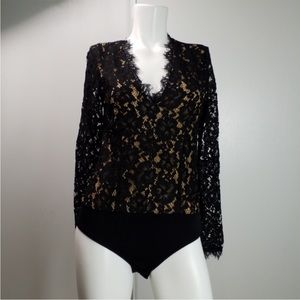 Way bodysuit lace cut out neck stretch size S